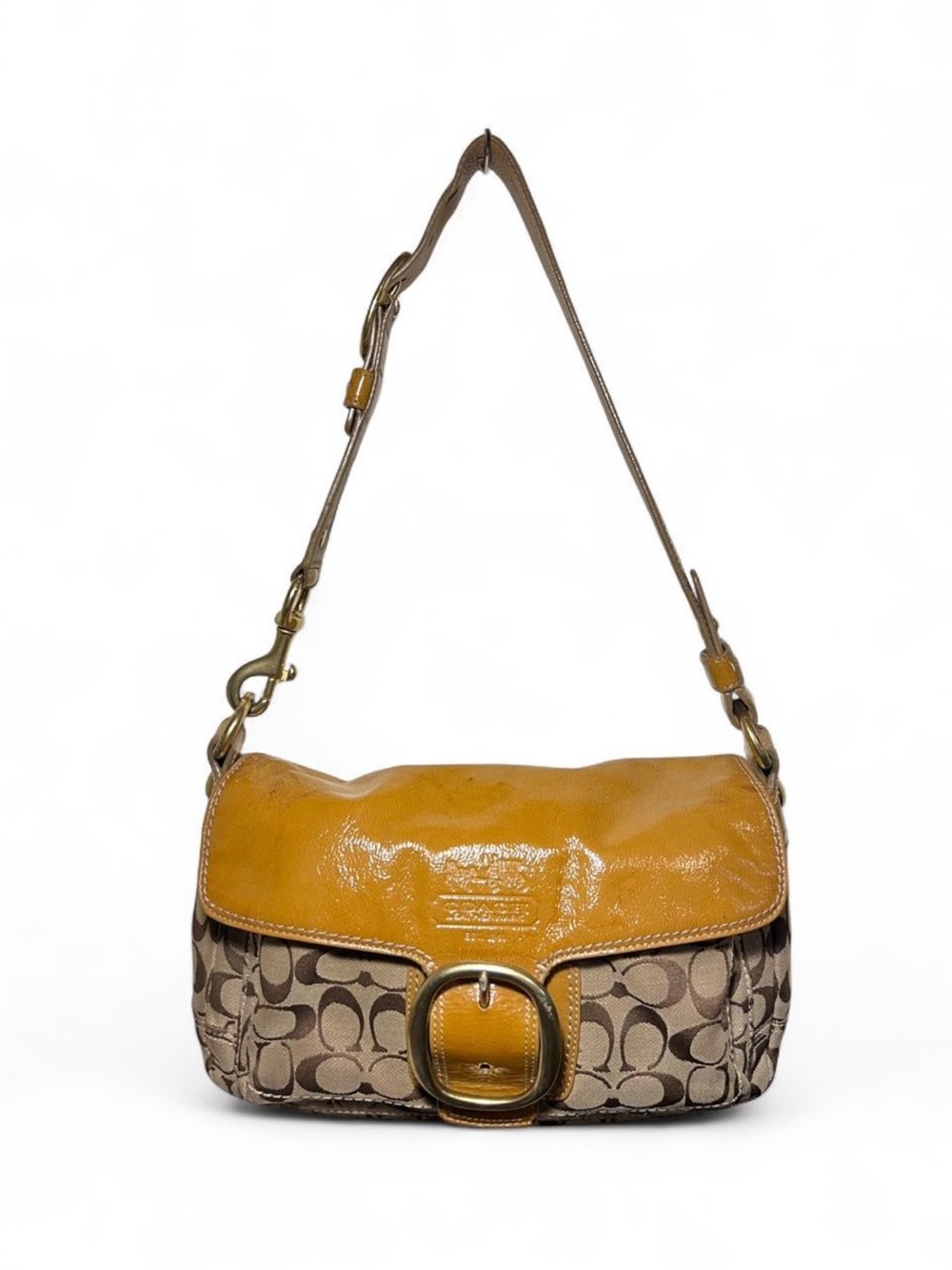 Vintage Coach Y2K Bleeker Legacy Flap Signature Buckle Shoulder Bag